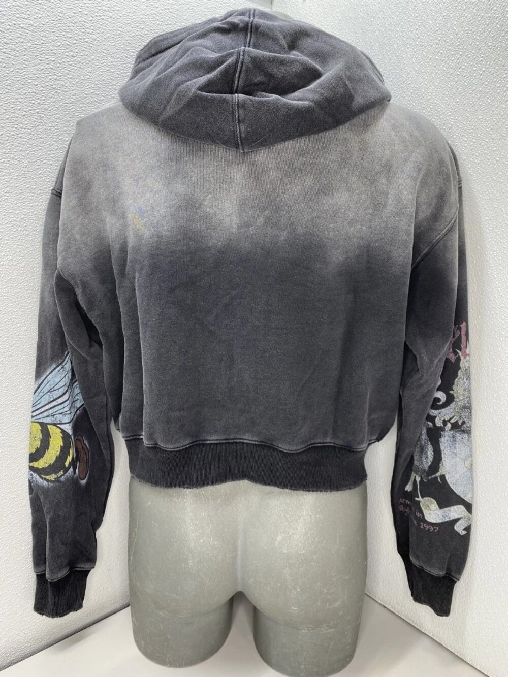 Vale Forever Unisex Hoodie Black/Multi Size S Blasted Zip Up Distressed Cotton - Picture 9 of 12